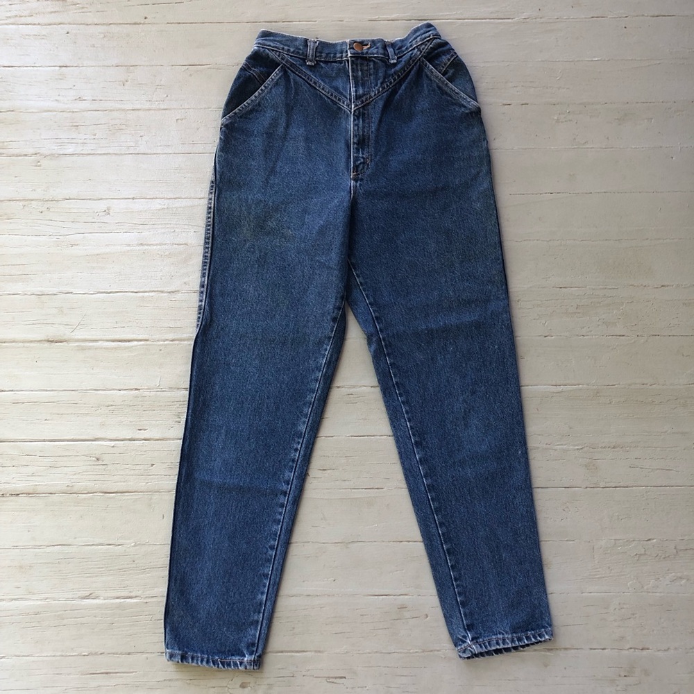 Vintage Congo Trader Mom Jeans Size XS Ribcage Medium to Dark Wash Western Yoke
